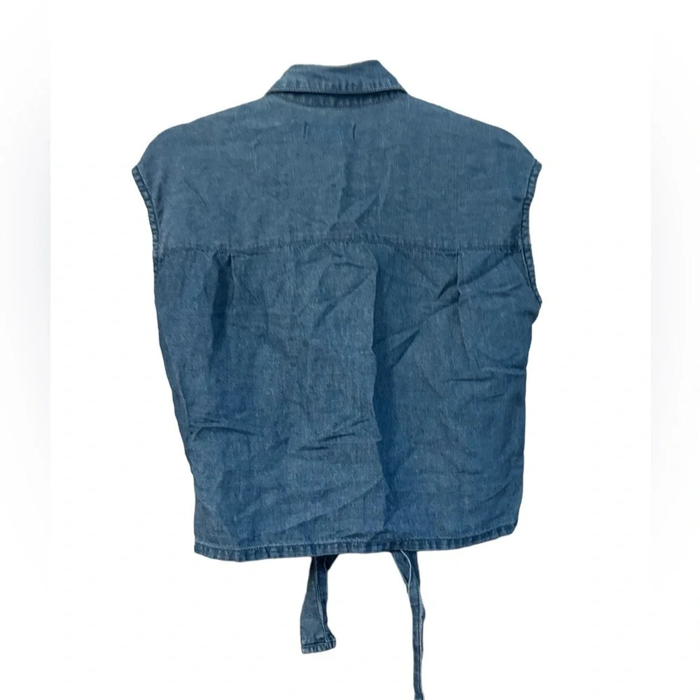 MADEWELL DENIM SLEEVELESS TIE FRONT TOP - Picture 3 of 6